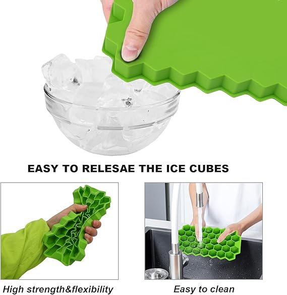 Silicone Honeycomb Ice Tray with Lid — 37 Cubes |  Food Grade | BPA Free
