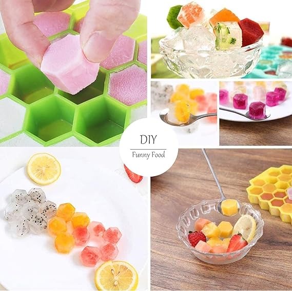 Silicone Honeycomb Ice Tray with Lid — 37 Cubes |  Food Grade | BPA Free