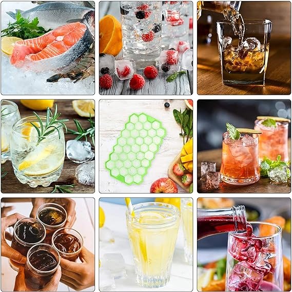 Silicone Honeycomb Ice Tray with Lid — 37 Cubes |  Food Grade | BPA Free