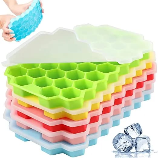 Silicone Honeycomb Ice Tray with Lid — 37 Cubes |  Food Grade | BPA Free