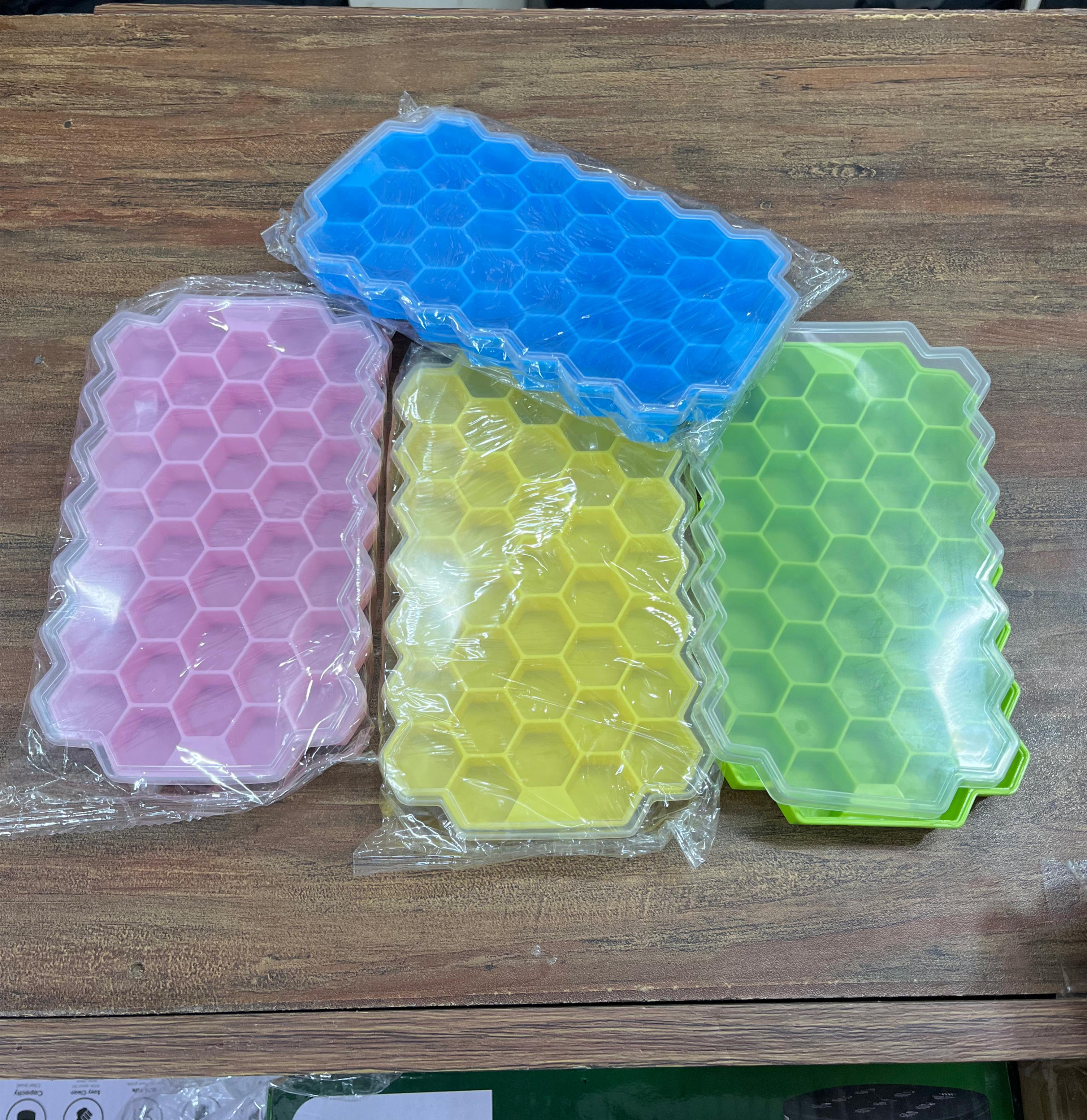 Silicone Honeycomb Ice Tray with Lid — 37 Cubes |  Food Grade | BPA Free