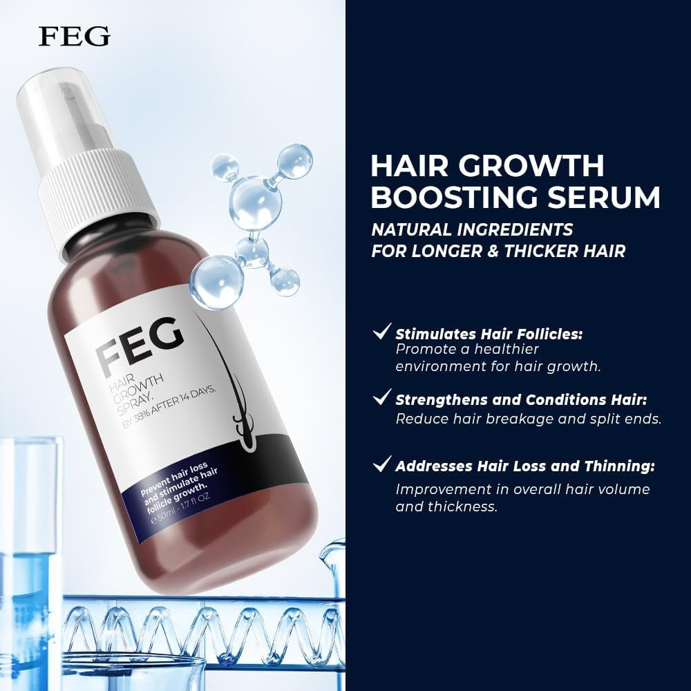 FEG Plus Hair Growth Spray – Stimulate Follicles, Reduce Hair Fall, and Encourage Thicker, Healthier Growth 60ML